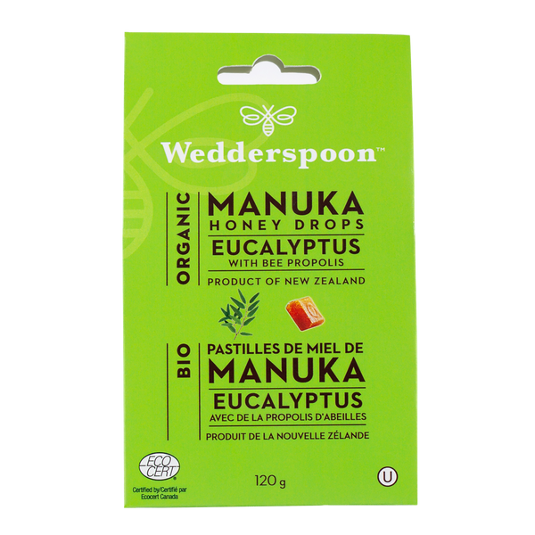 Wedderspoon Organic Manuka Honey Drops Eucalyptus Losenges 120g