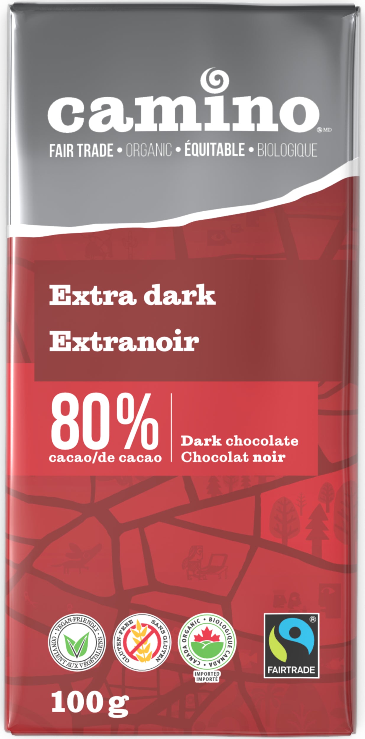 Camino Organic Extra Dark Chocolate Bar 80% Cocoa 100g
