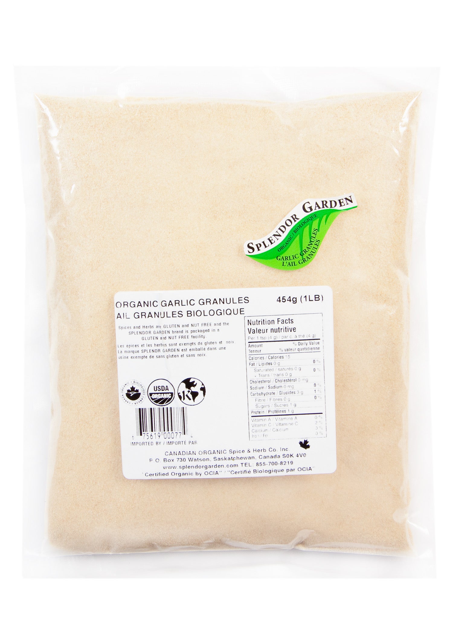 Splendor Garden Organic Garlic Granules 454g