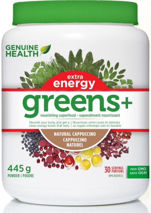 Genuine Health Greens+ Extra Energy Natural Cappuccino 445g