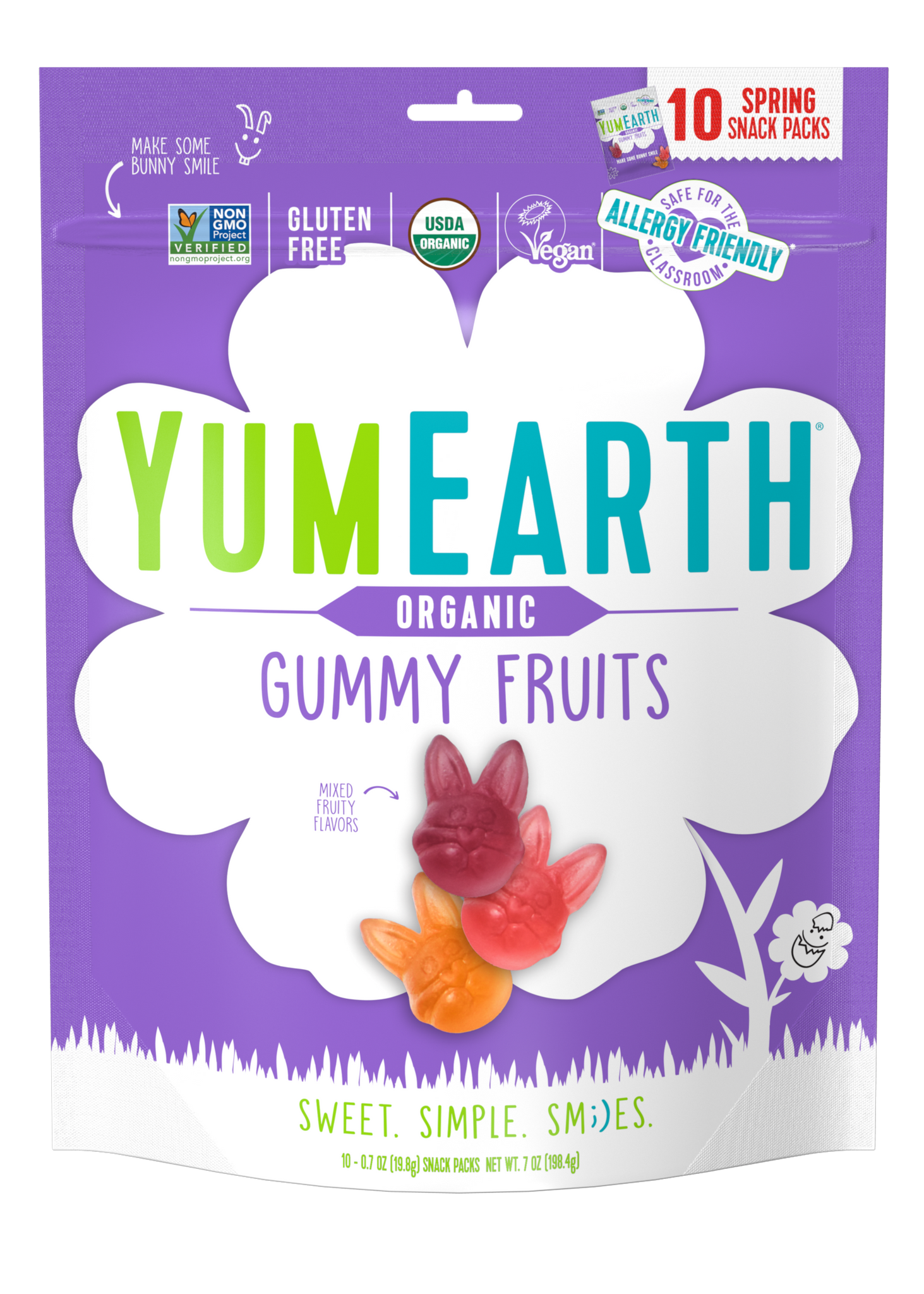 Yum Earth Organic Spring Gummy Fruits 10 Snack Packs 198.4g
