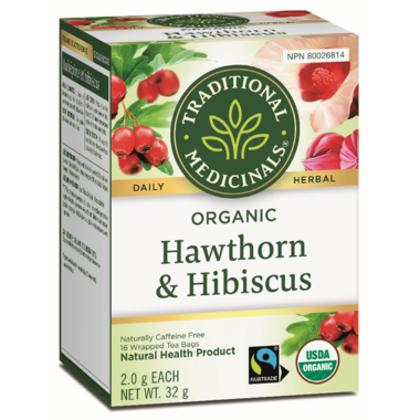 Traditional Medicinals Organic Hawthorn & Hibiscus Tea 16 Tea Bags