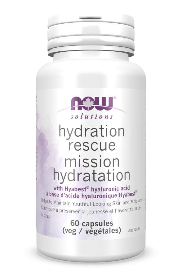 NOW Hydration Rescue with Hyabest 60 Vegetarian Capsules
