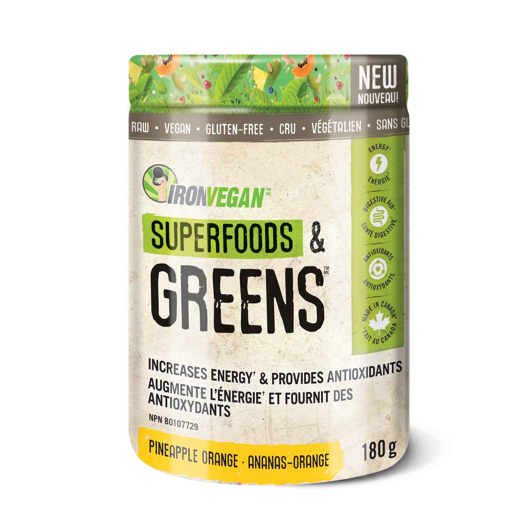 Iron Vegan Superfoods & Greens Pineapple Orange 180g