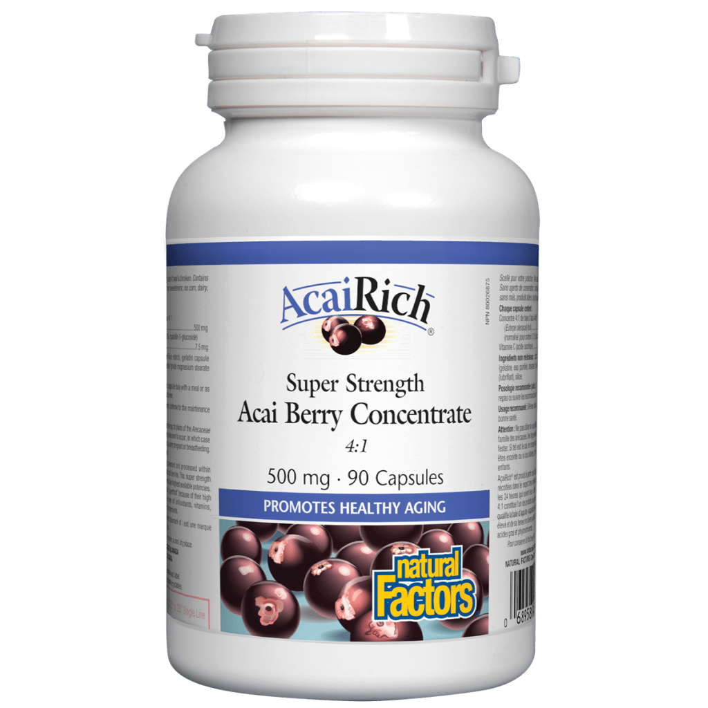 Natural Factors AcaiRich Super Strength Acai Berry 500mg 90 Capsules