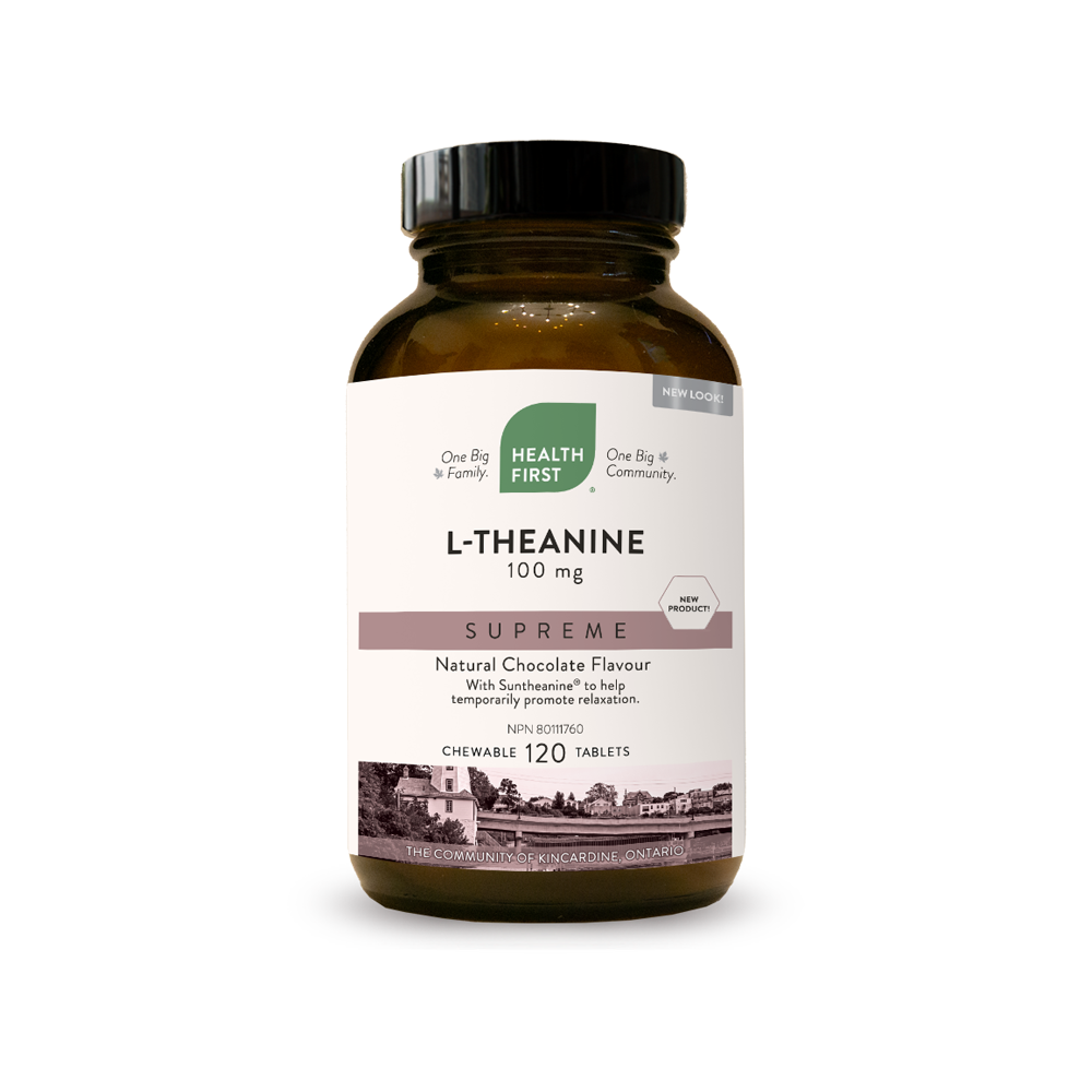 Health First L-Theanine Supreme 100mg 120 Natural Chocolate Chewable Tablets
