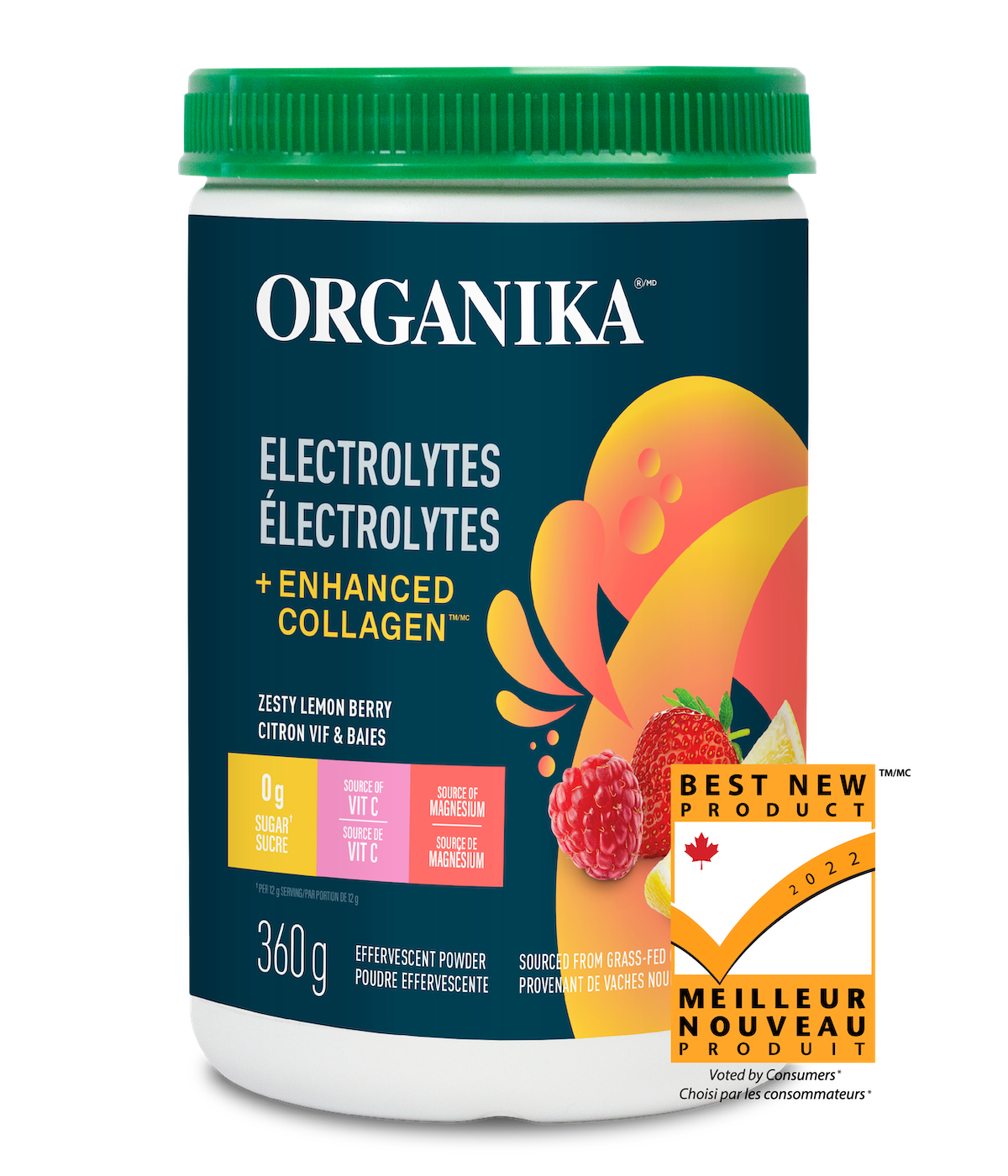 Organika Electrolytes + Enhanced Collagen Zesty Lemon Berry 360g
