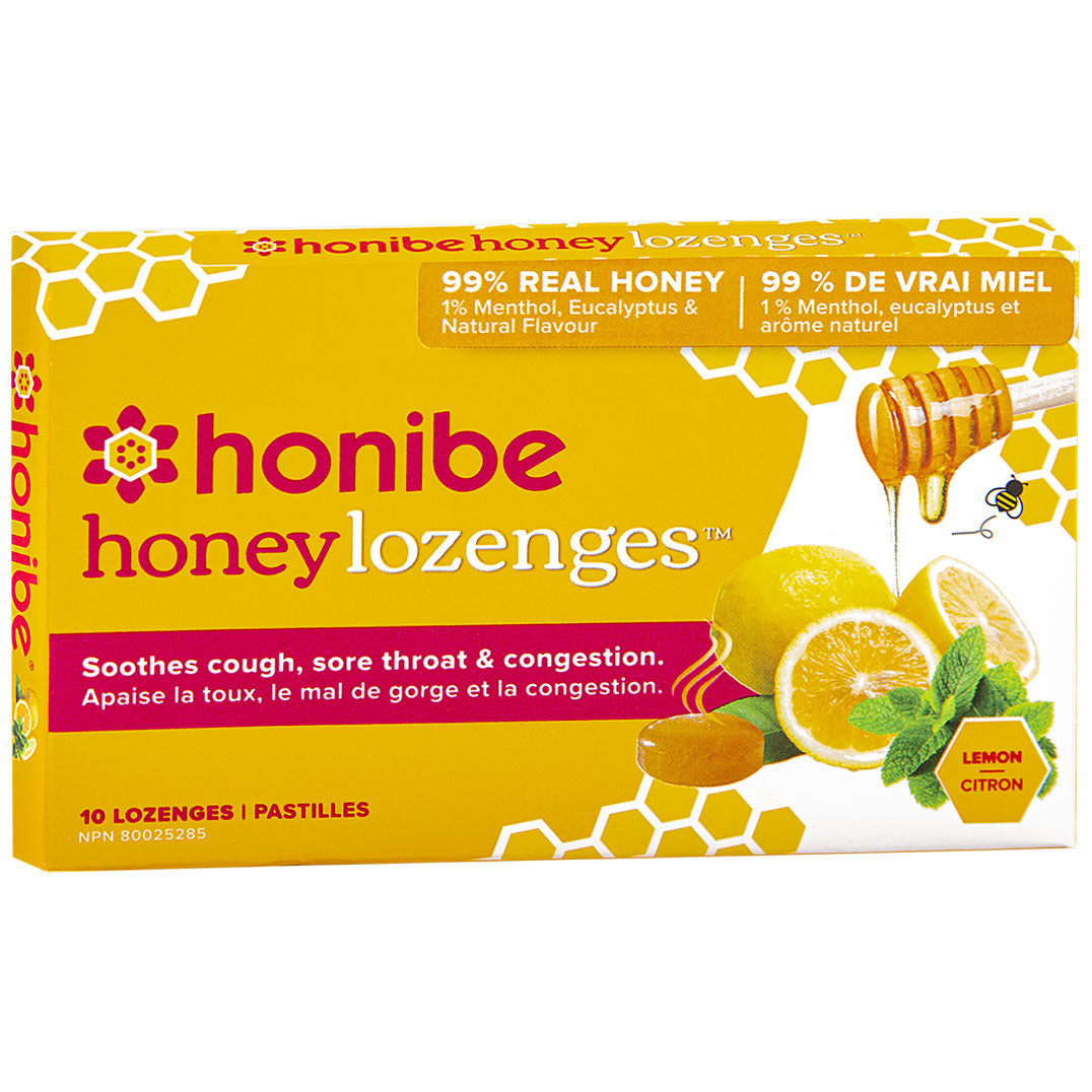 Honibe Pure Honey Lozenges Lemon with Menthol & Eucalyptus 10 Lozenges