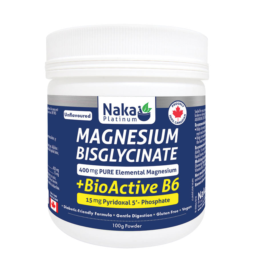 Naka Platinum Magnesium Bisglycinate 200mg + Active B6 100g Powder