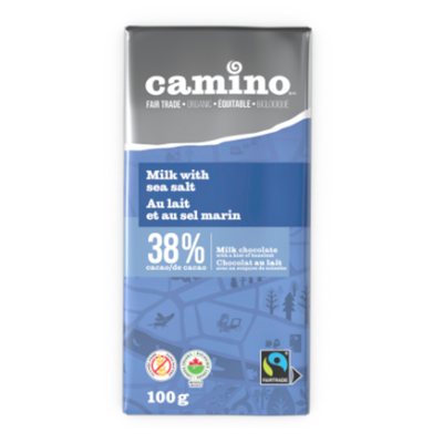 Camino Organic Milk Chocolate Bar With Sea Salt 38% 100g