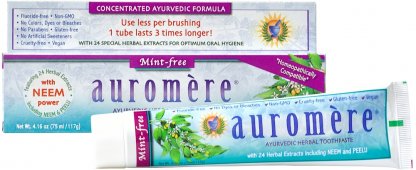 Auromere Ayurvedic Herbal Toothpaste Mint-Free 117g
