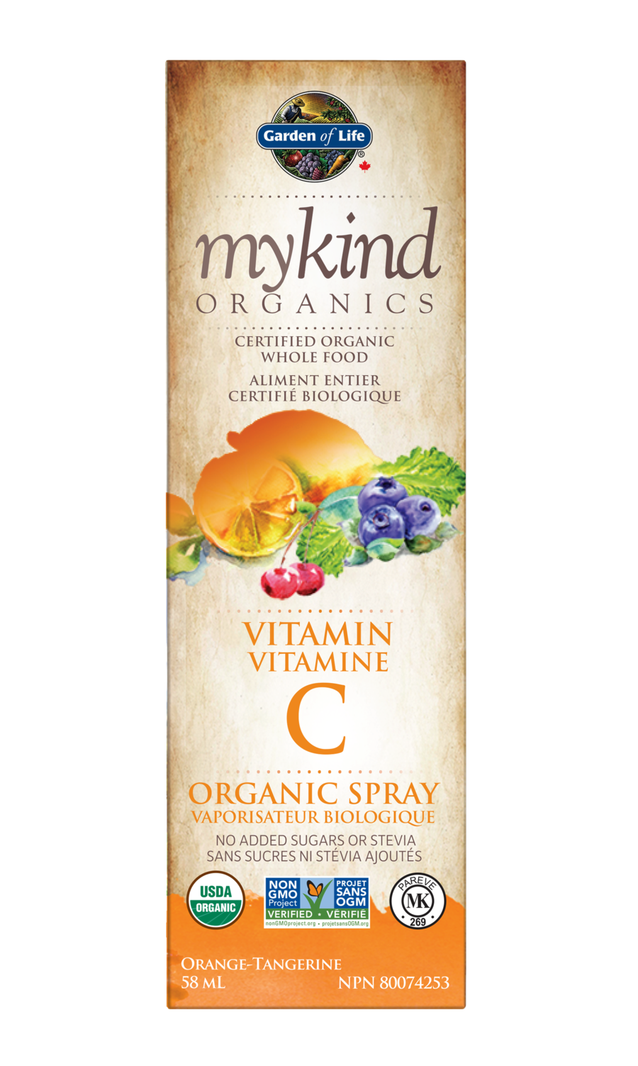 Garden of Life MyKind Organics Vegan Organic Vitamin C Spray Orange-Tangerine 58ml