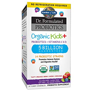 Garden of Life Dr. Formulated Shelf Stable Organic Kids+ Probiotics 30 Chewable Tablets