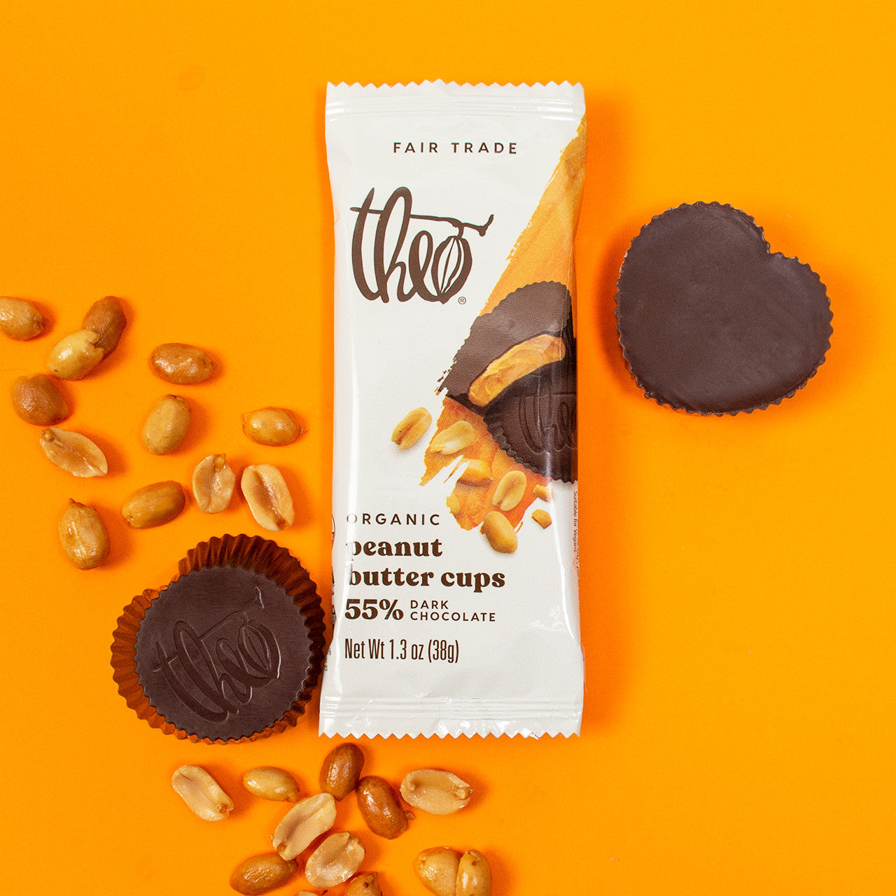 Theo Dark Chocolate Peanut Butter Cups 38g 2 Pack (Discontinued)