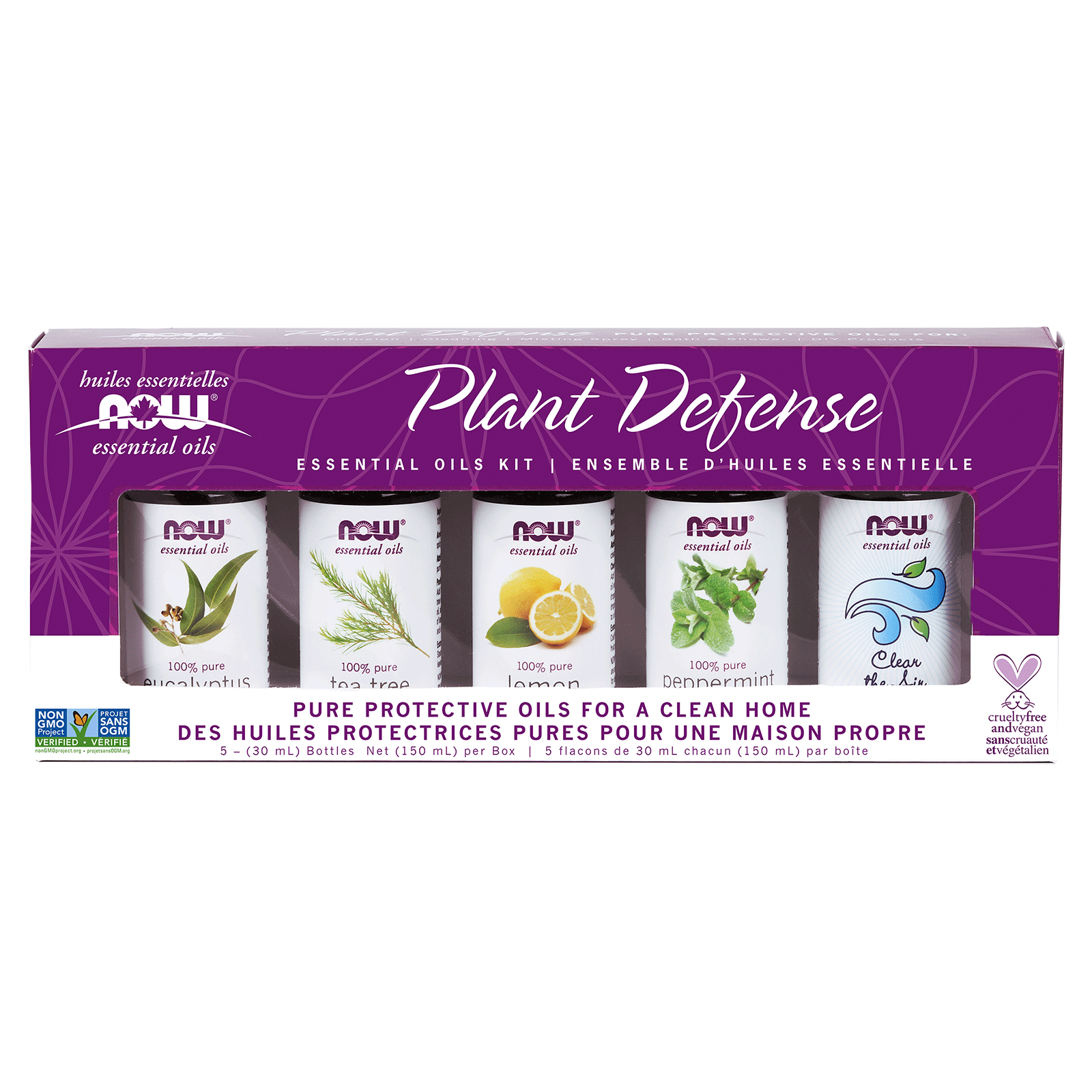 NOW Plant Defense Pure Protective Essential Oils Kit for a Clean Home 5 x30ml
