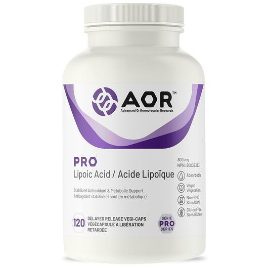 AOR PRO Lipoic Acid (R-Alphalipoic Acid) 300mg 120 Vegetarian Capsules