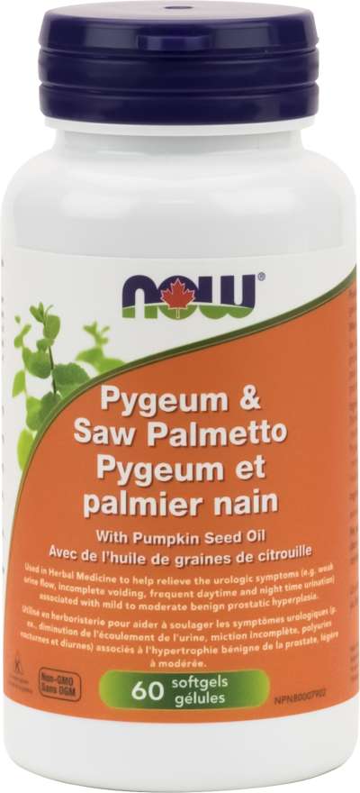 NOW Pygeum & Saw Palmetto with Pumpkin Seed Oil 60 Softgels