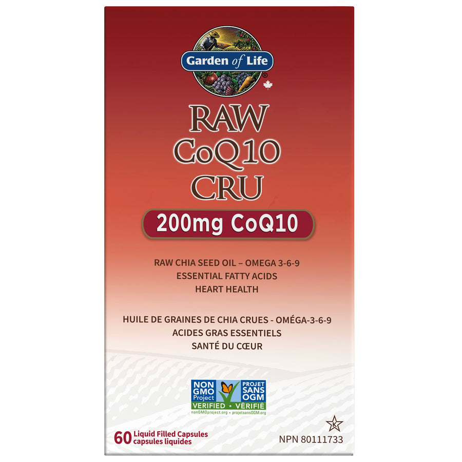 Garden of Life RAW CoQ10 200mg 60 Liquid Filled Vegan Capsules