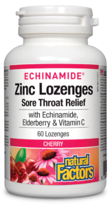 Natural Factors Zinc Lozenges Cherry Sore Throat Relief 60 Lozenges