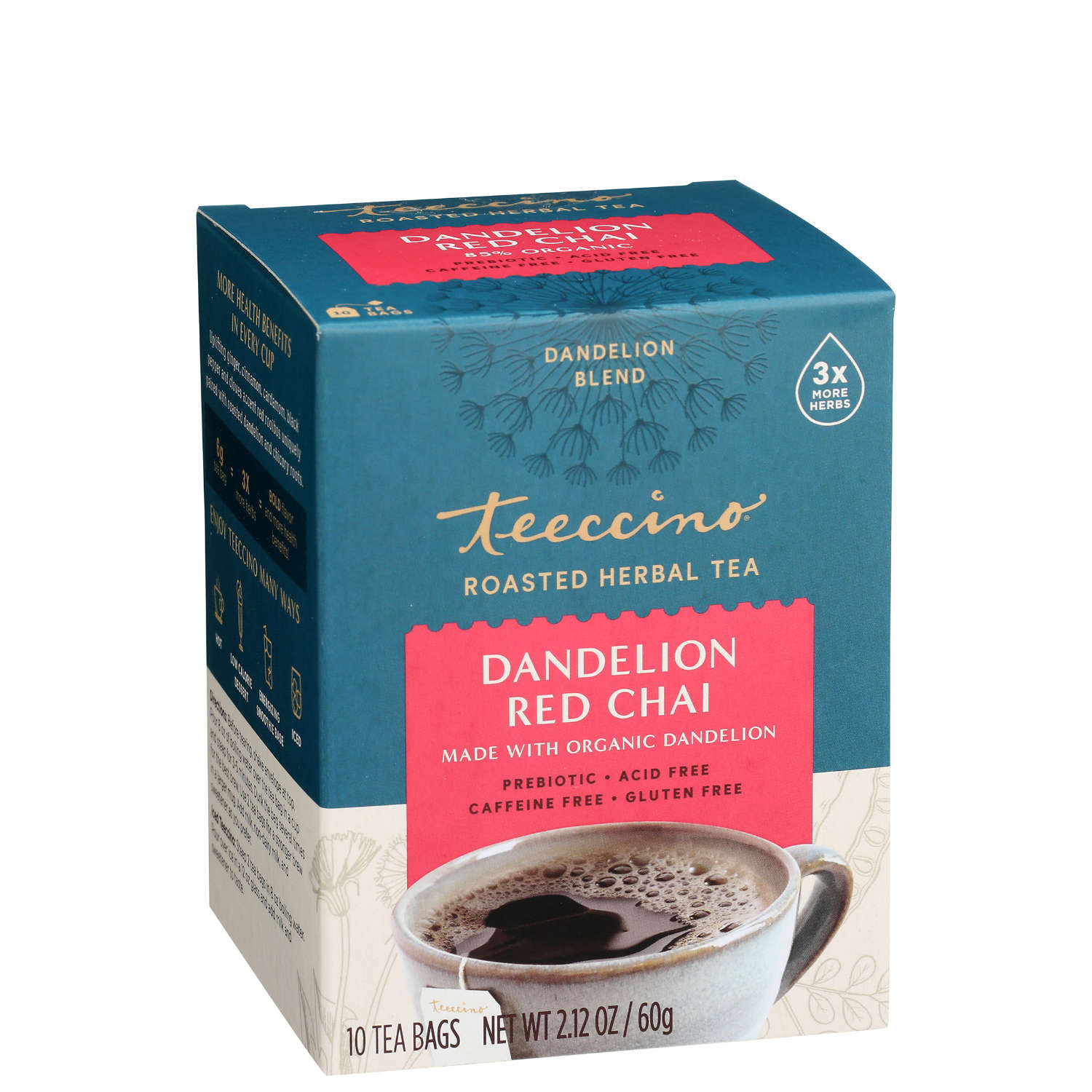 Teeccino Dandelion Red Chai Tea 10 Bags