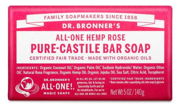 Dr Bronner’s Organic Rose Castile Bar Soap 142g