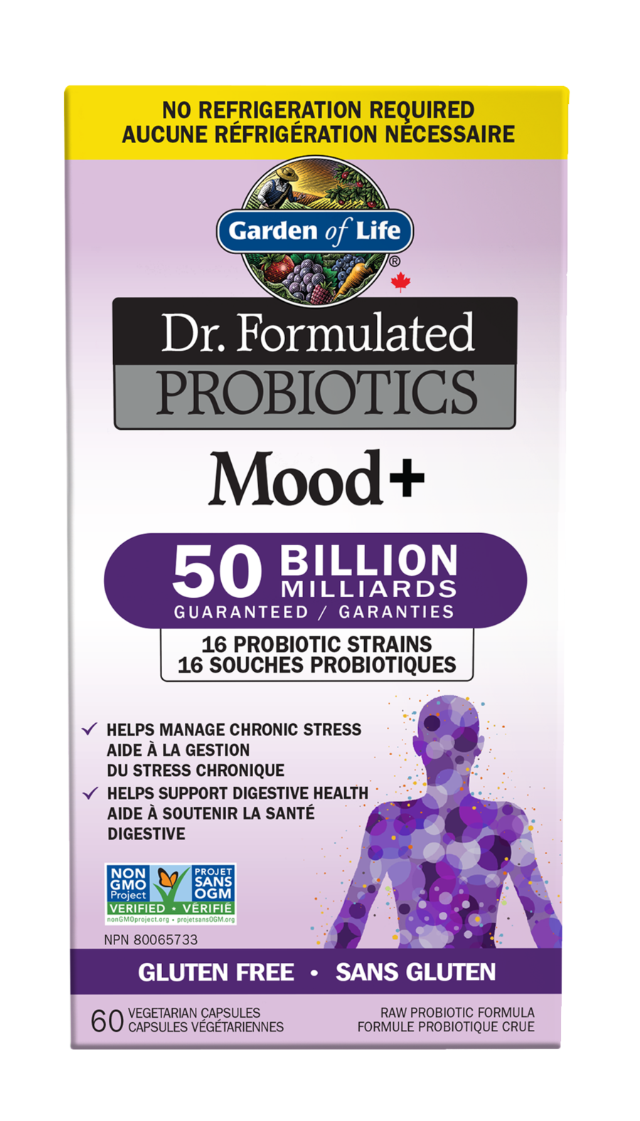 Garden of Life Dr. Form. Probiotics Mood+ 50 Billion Shelf Stable 60 Vegetarian Capsules