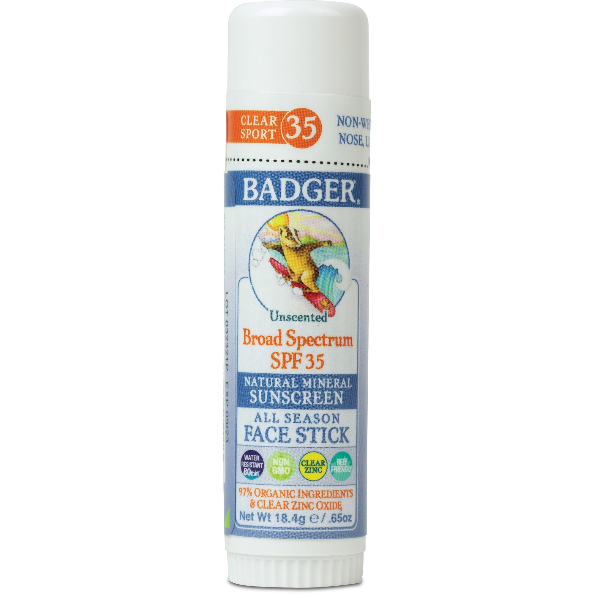 Badger Sunscreen Face Stick SPF 35 18.4g Tube