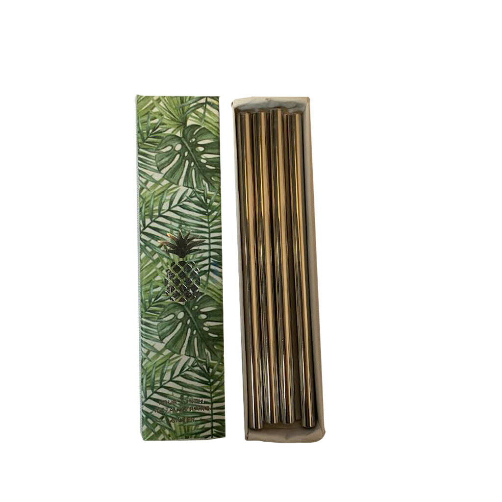 The Pineapple Co Four x 5 inch Metal Straws Silver