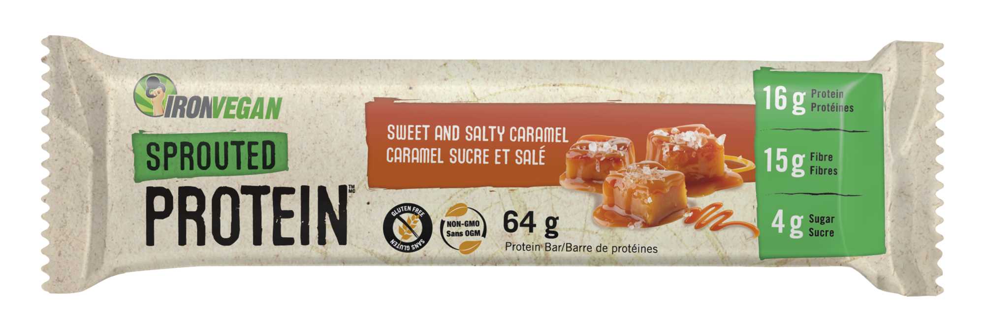 Iron Vegan Sweet & Salty Caramel Sprouted Protein Bar 64g