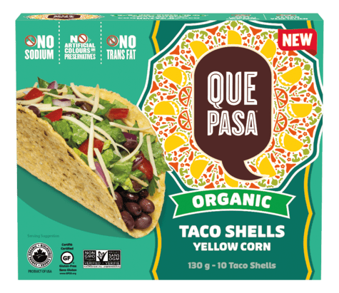 Que Pasa Organic Yellow Corn Taco Shells 130g (10 Shells)