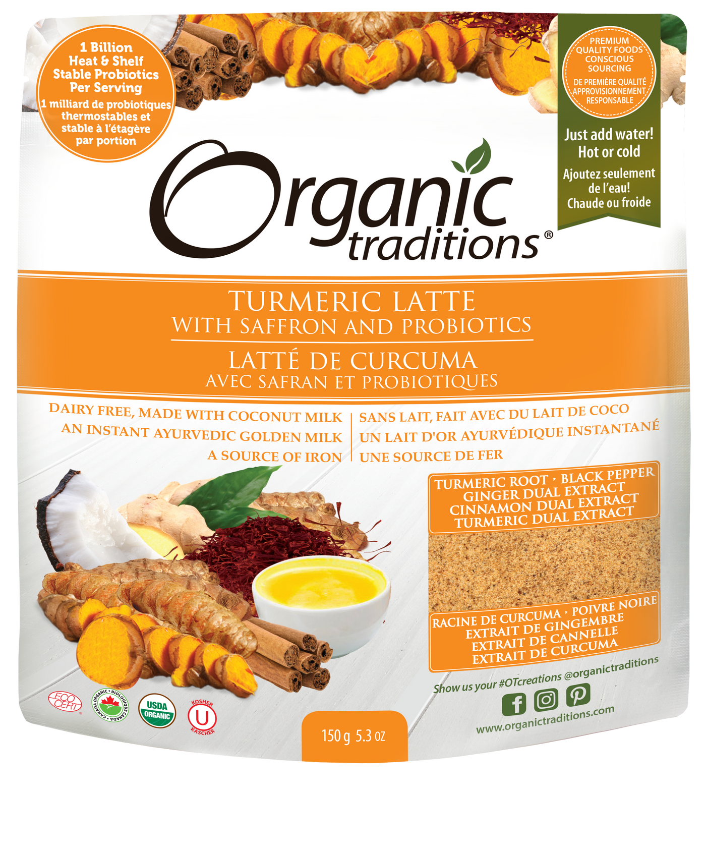 Organic Traditions Turmeric Latte with Probiotics 150g