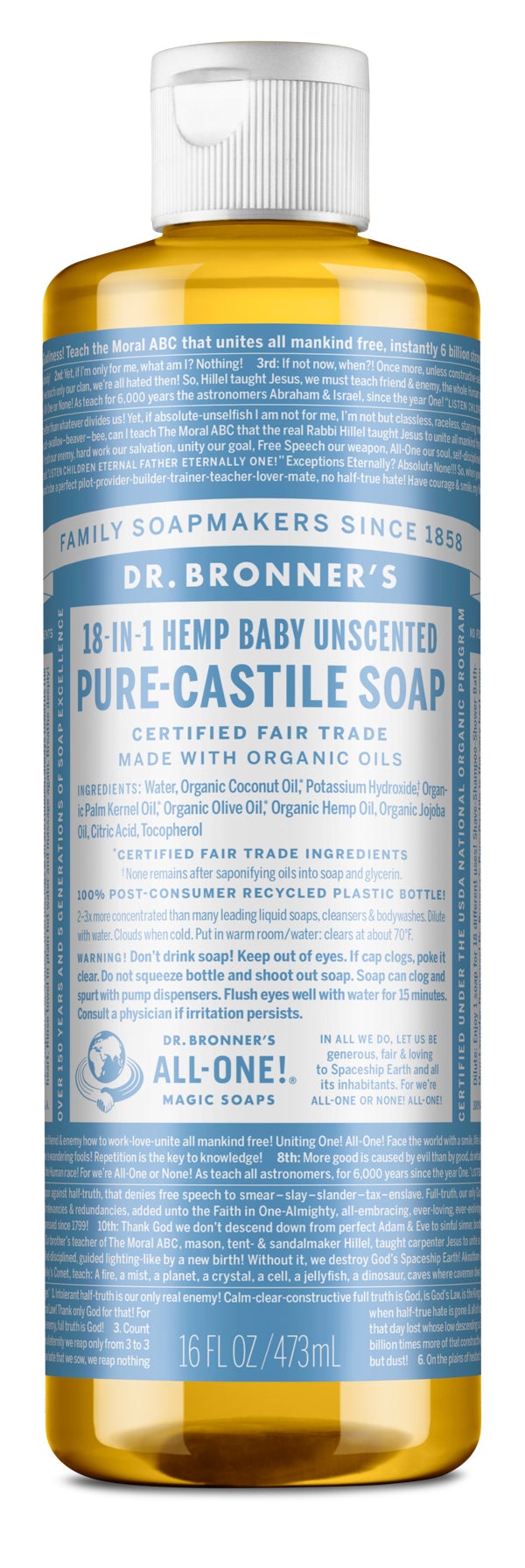 Dr. Bronner’s Organic Unscented Baby-Mild Castile Soap 472ml