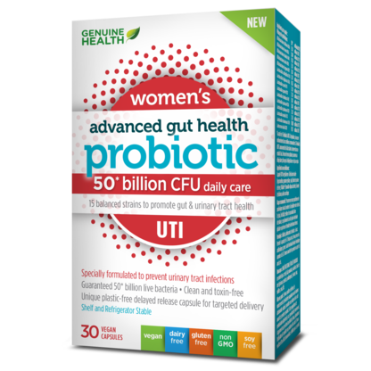 Genuine Health Advanced Gut Health Women's UTI Probiotics 50 Billion 30 Vegan Capsules