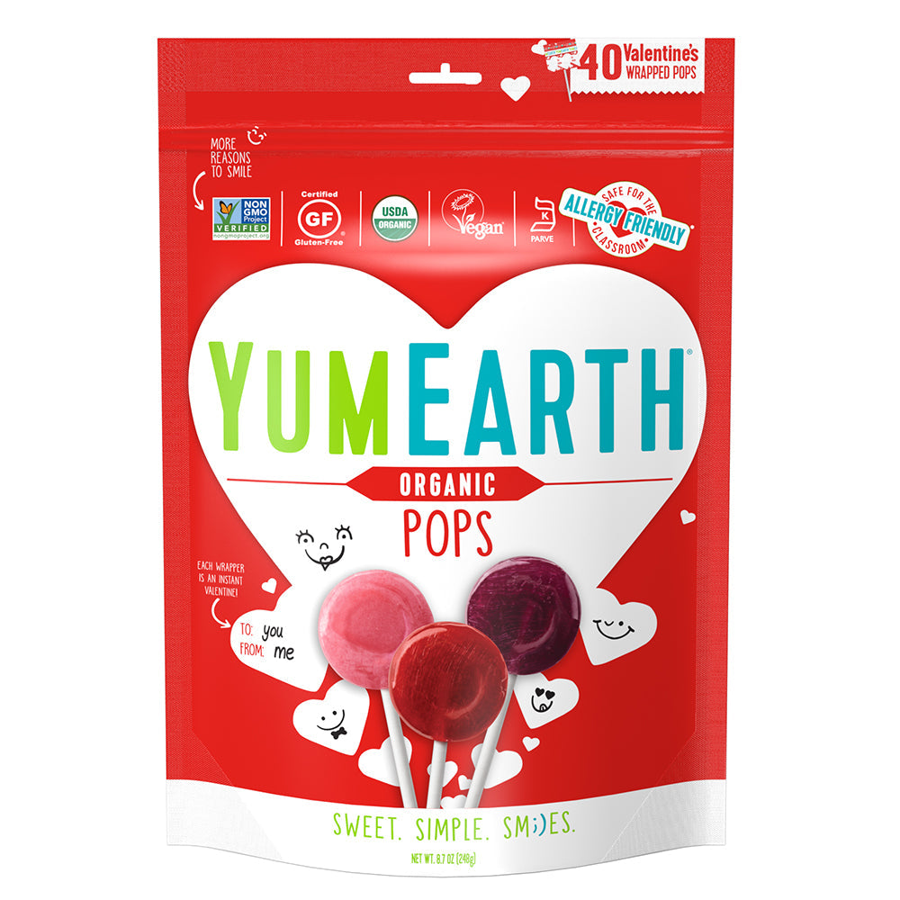 Yum Earth Organic Valentine's Day Lollipops 40 Lollipops 241g