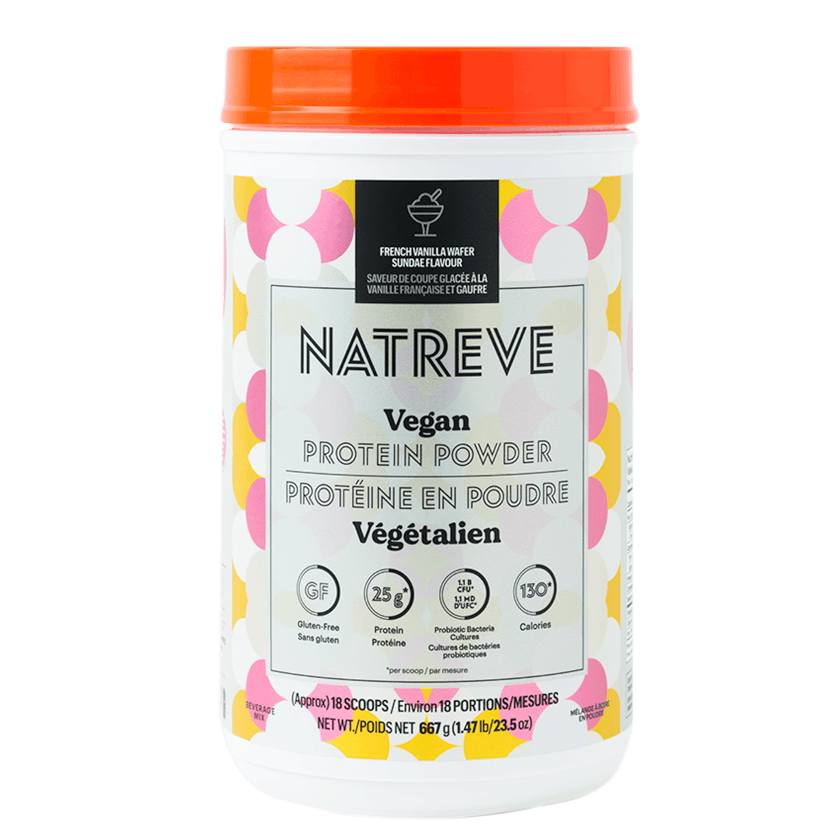 Natreve French Vanilla Wafer Sundae Vegan Protein Powder 667g