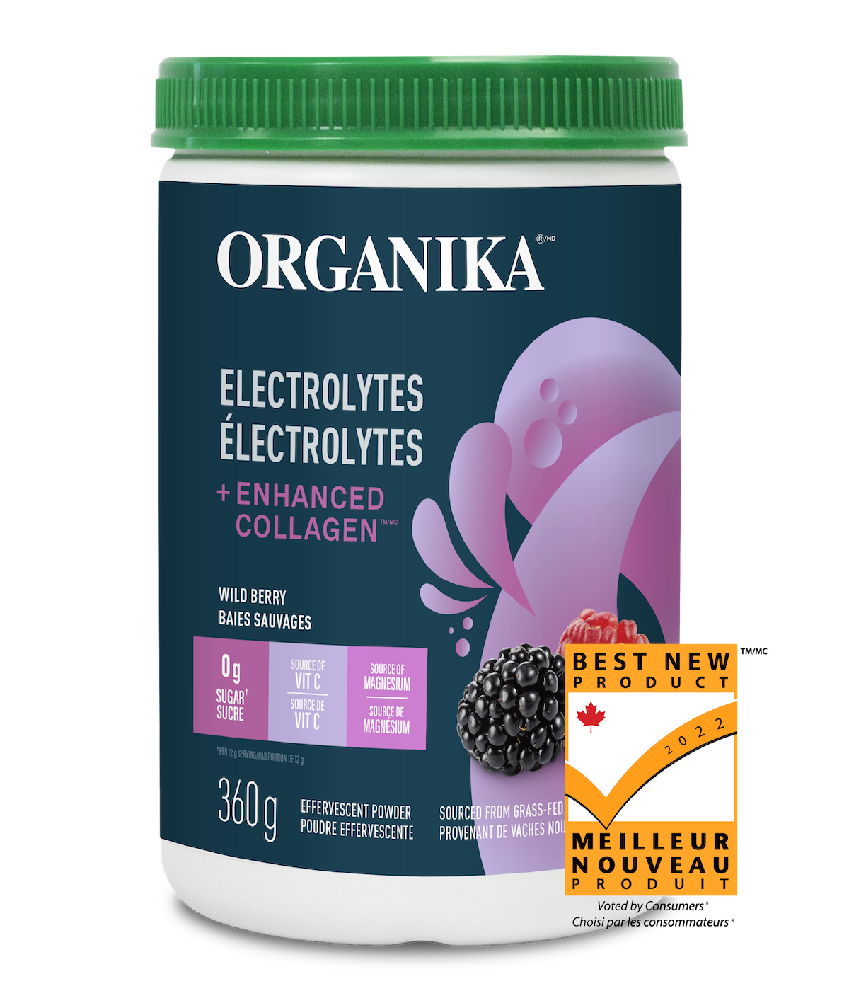 Organika Electrolytes + Enhanced Collagen Wild Berry 360g
