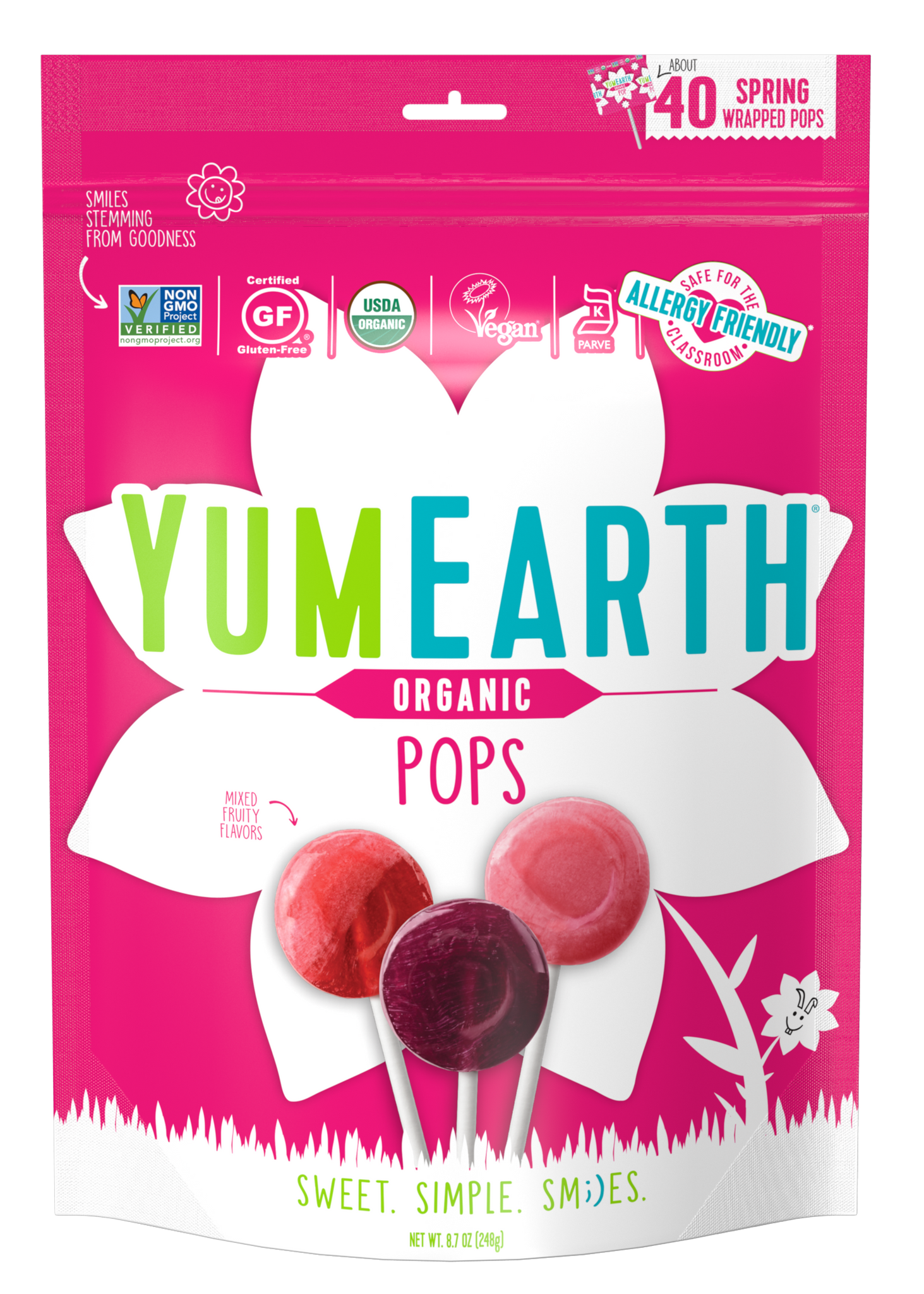 Yum Earth Organic Fruity Spring Lollipops 40 Pops 241g