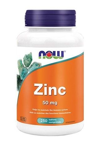 NOW Zinc 50mg (Zinc Gluconate) 250 Tablets