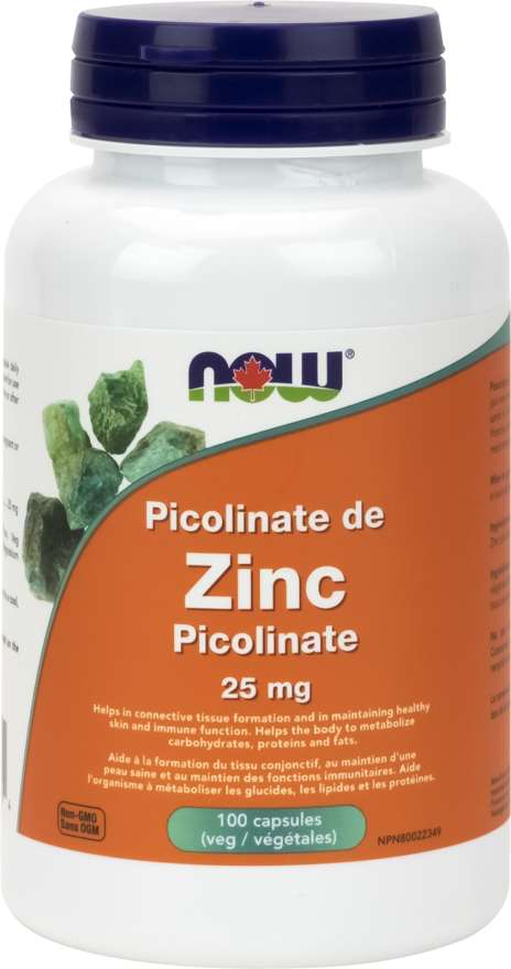 NOW Zinc Picolinate 25mg 100 Vegetarian Capsules